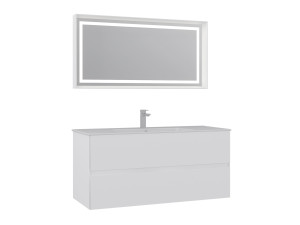 Ensemble Meuble Vasque avec Miroir (2 Pièces) "Nest 121 v2" - 121 x 51 x 55 cm - Matte White