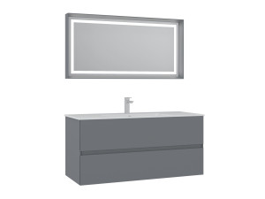 Ensemble Meuble Vasque avec Miroir (2 Pièces) "Nest 121 v2" - 121 x 51 x 55 cm - Matte Grey