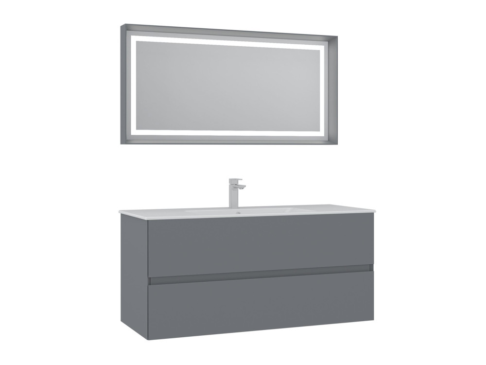 Ensemble Meuble Vasque avec Miroir (2 Pièces) "Nest 121 v2" - 121 x 51 x 55 cm - Matte Grey