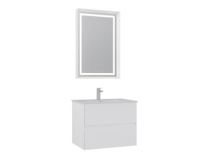 Ensemble Meuble Vasque avec Miroir (2 Pièces) "Nest 71 v2" - 71 x 51 x 55 cm - Matte White