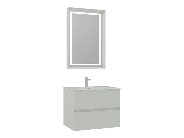 Ensemble Meuble Vasque avec Miroir (2 Pièces) "Nest 71 v2" - 71 x 51 x 55 cm - Matte Cashmere