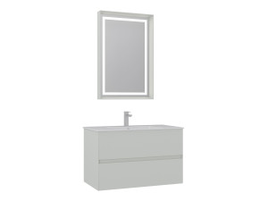 Ensemble Meuble Vasque avec Miroir (2 Pièces) "Nest 91 v2" - 91 x 51 x 55 cm - Matte Cashmere