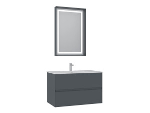 Ensemble Meuble Vasque avec Miroir (2 Pièces) "Nest 91 v2" - 91 x 51 x 55 cm - Matte Anthracite