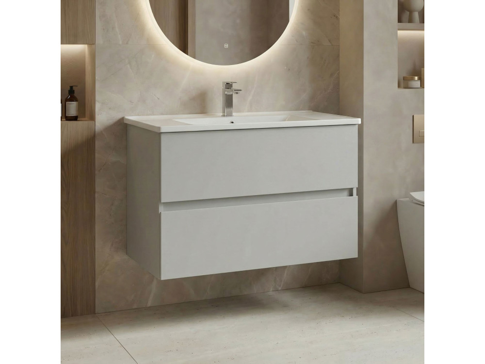 Meuble Vasque "Nest 91 v2" - 91 x 51 x 55 cm - Matte Cashmere
