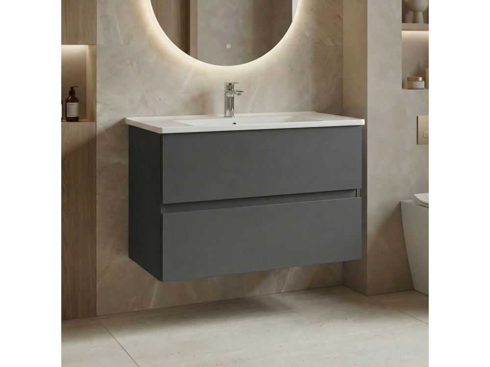 Meuble Vasque "Nest 91 v2" - 91 x 51 x 55 cm - Matte Anthracite