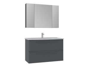 Ensemble Meuble Vasque avec Miroir (2 Pièces) "Nuvola 100 v2" - 100 x 50 x 62 cm - Anthracite
