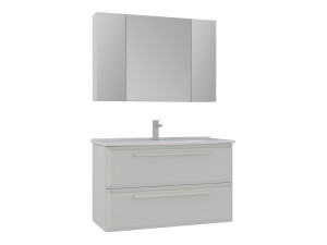 Ensemble Meuble Vasque avec Miroir (2 Pièces) "Nuvola 100 v2" - 100 x 50 x 62 cm - Cashmere