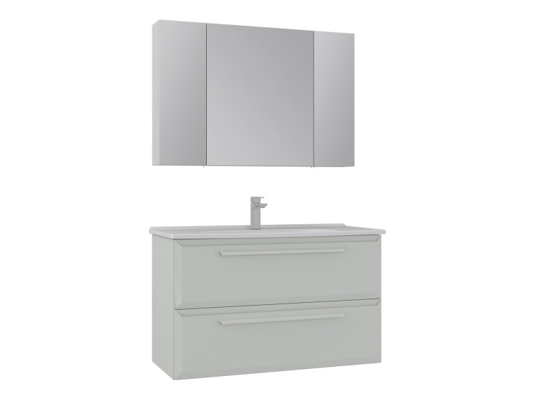 Ensemble Meuble Vasque avec Miroir (2 Pièces) "Nuvola 100 v2" - 100 x 50 x 62 cm - Cashmere
