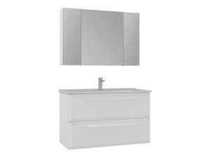 Ensemble Meuble Vasque avec Miroir (2 Pièces) "Nuvola 100 v2" - 100 x 50 x 62 cm - White