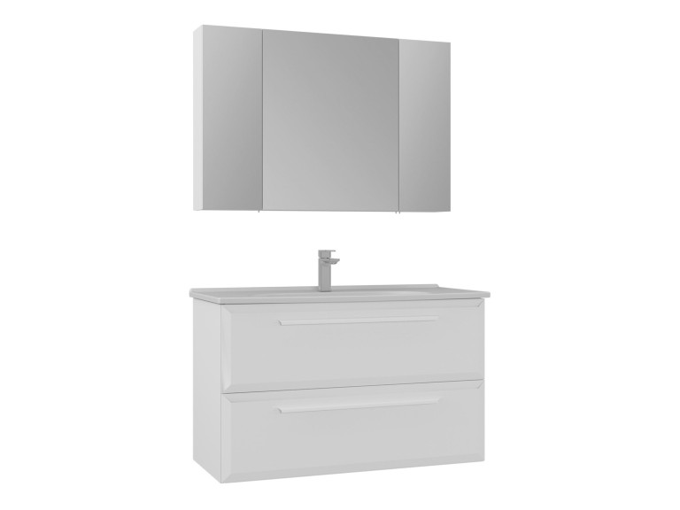 Ensemble Meuble Vasque avec Miroir (2 Pièces) "Nuvola 100 v2" - 100 x 50 x 62 cm - White