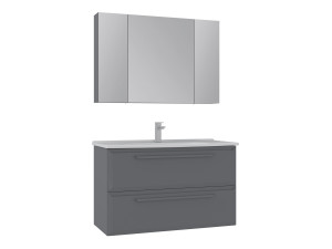 Ensemble Meuble Vasque avec Miroir (2 Pièces) "Nuvola 100 v2" - 100 x 50 x 62 cm - Grey