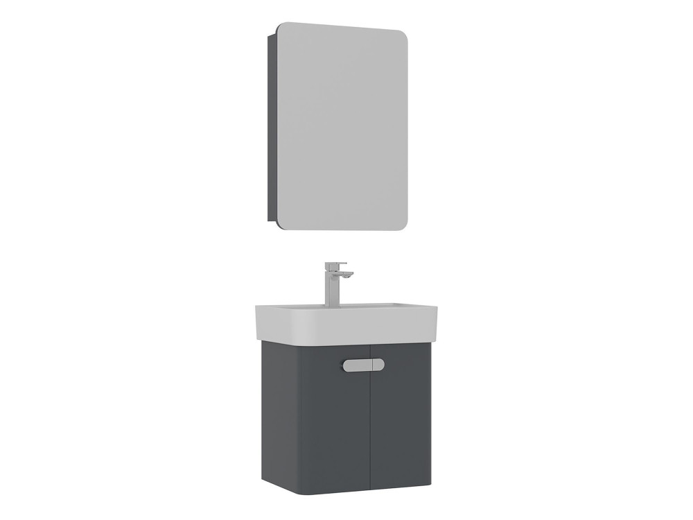 Ensemble Meuble Vasque avec Miroir (2 Pièces) "Orbit 55" - 55 x 38 x 62 cm - Anthracite