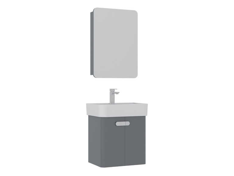 Ensemble Meuble Vasque avec Miroir (2 Pièces) "Orbit 55" - 55 x 38 x 62 cm - Grey