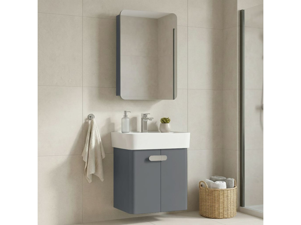 Ensemble Meuble Vasque avec Miroir (2 Pièces) "Orbit 55" - 55 x 38 x 62 cm - Grey