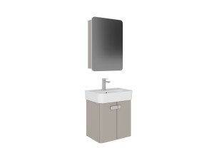 Ensemble Meuble Vasque avec Miroir (2 Pièces) "Orbit 55" - 55 x 38 x 62 cm - Mink