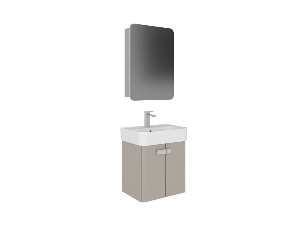 Ensemble Meuble Vasque avec Miroir (2 Pièces) "Orbit 55" - 55 x 38 x 62 cm - Mink