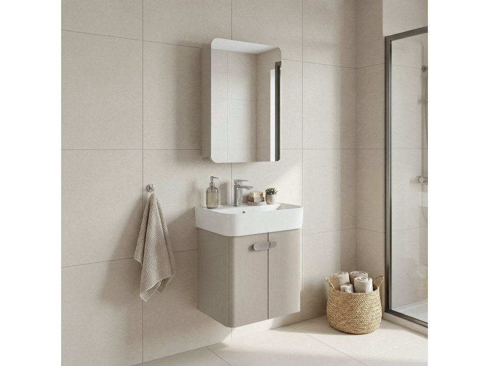 Ensemble Meuble Vasque avec Miroir (2 Pièces) "Orbit 55" - 55 x 38 x 62 cm - Mink