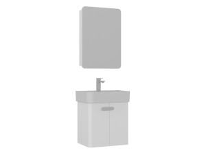 Ensemble Meuble Vasque avec Miroir (2 Pièces) "Orbit 55" - 55 x 38 x 62 cm - White