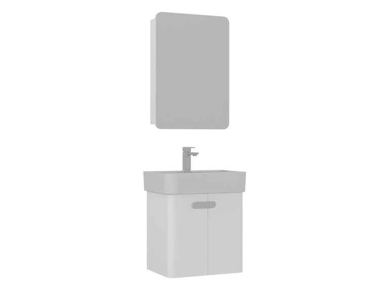 Ensemble Meuble Vasque avec Miroir (2 Pièces) "Orbit 55" - 55 x 38 x 62 cm - White