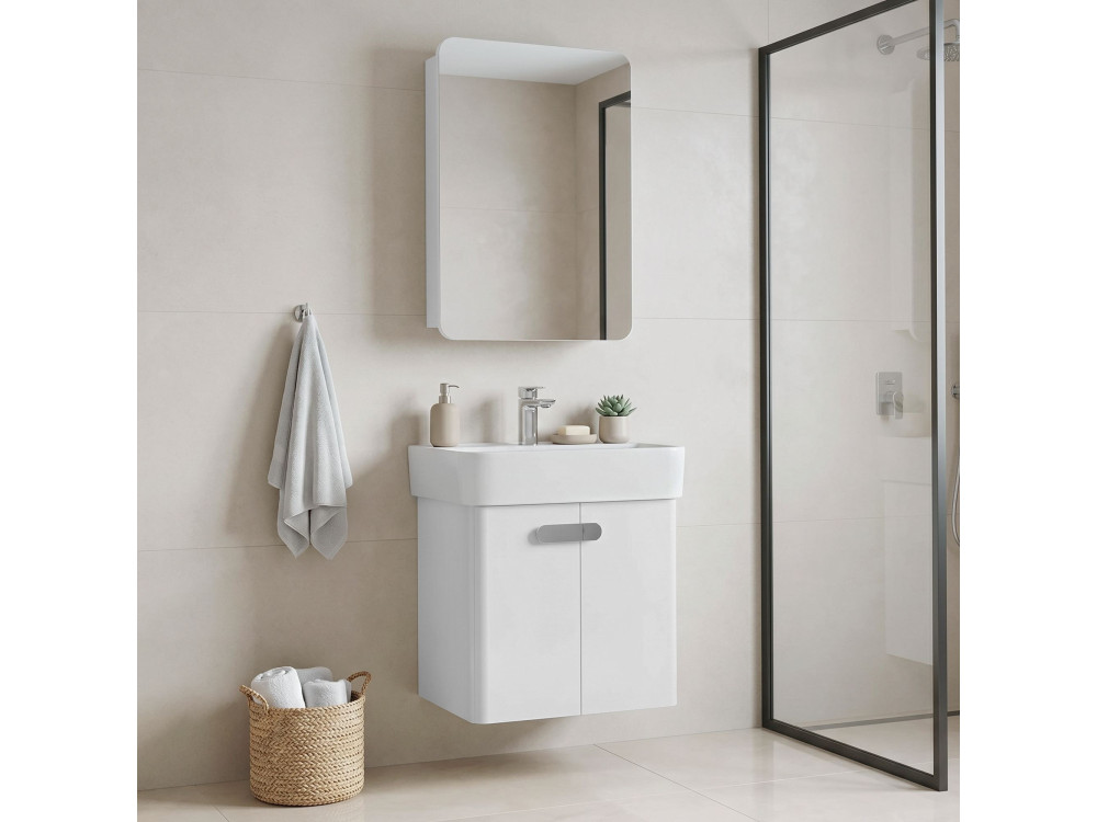 Ensemble Meuble Vasque avec Miroir (2 Pièces) "Orbit 55" - 55 x 38 x 62 cm - White