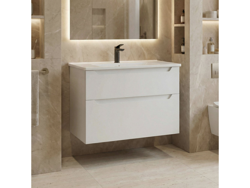 Meuble Vasque "Messina 85 v2" - 85 x 45 x 55 cm - Matte White
