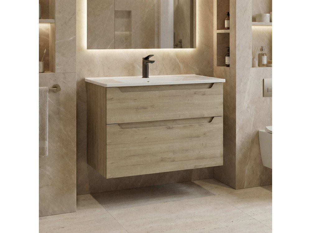 Meuble Vasque "Messina 85 v2" - 85 x 45 x 55 cm - Oak