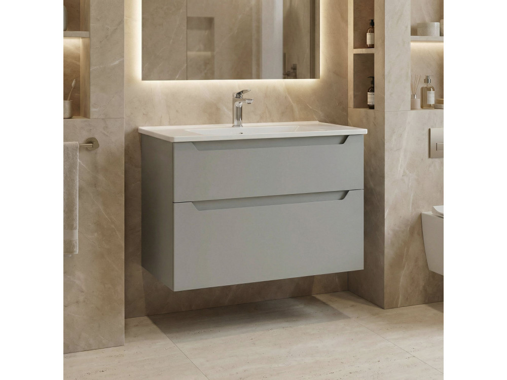 Meuble Vasque "Messina 85 v2" - 85 x 45 x 55 cm - Matte Cashmere