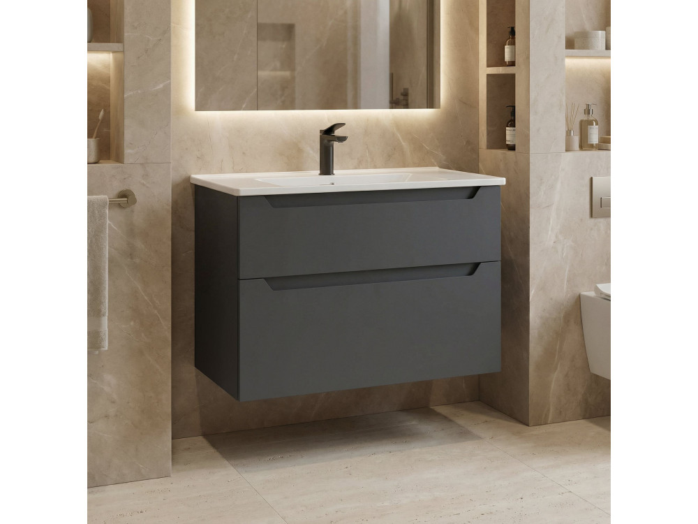 Meuble Vasque "Messina 85 v2" - 85 x 45 x 55 cm - Matte Anthracite