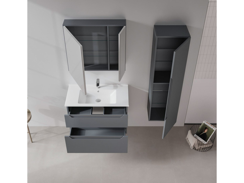 Meuble Vasque "Messina 85 v2" - 85 x 45 x 55 cm - Matte Anthracite
