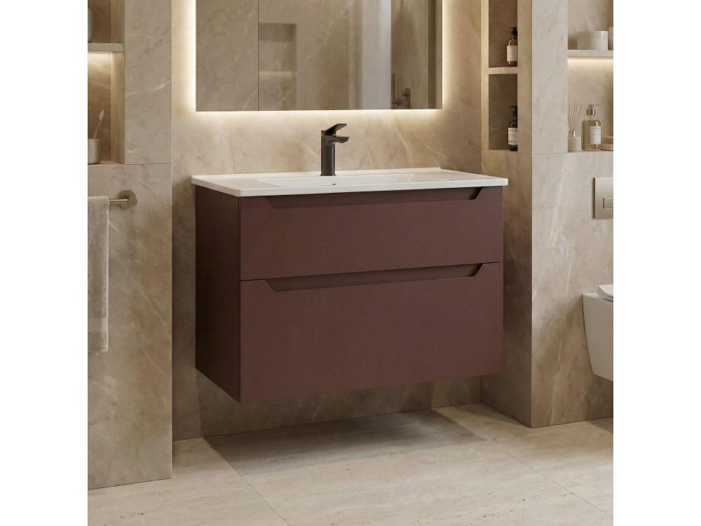 Meuble Vasque "Messina 85 v2" - 85 x 45 x 55 cm - Matte Red