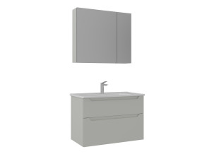 Ensemble Meuble Vasque avec Miroir (2 Pièces) "Messina 85 v2" - 85 x 45 x 55 cm - Matte Cashmere