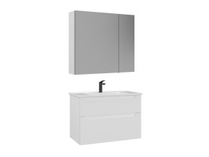 Ensemble Meuble Vasque avec Miroir (2 Pièces) "Messina 85 v2" - 85 x 45 x 55 cm - Matte White