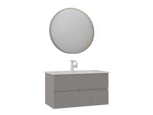 Ensemble Meuble Vasque avec Miroir (2 Pièces) "Moonlight 90 v2" - 91 x 51 x 51 cm - Matte Mink