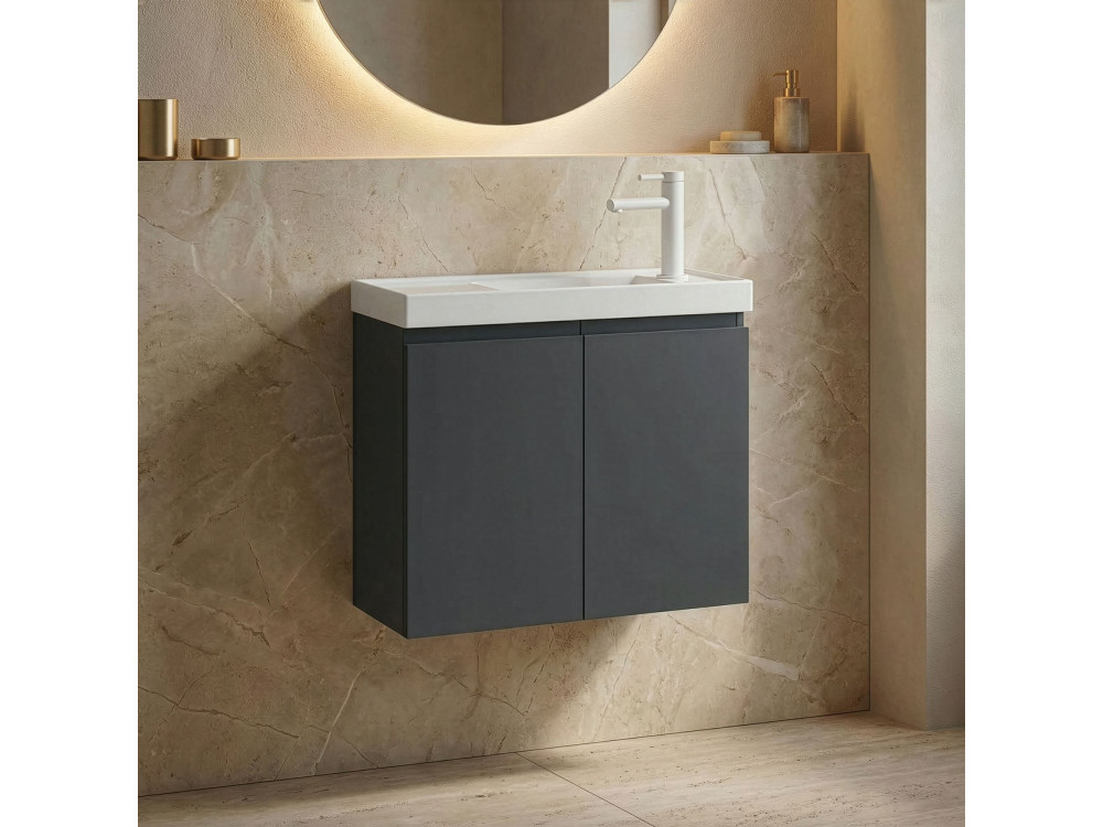 Meuble Vasque "Ferla 60" - 60 x 22 x 50 cm - Matte Anthracite