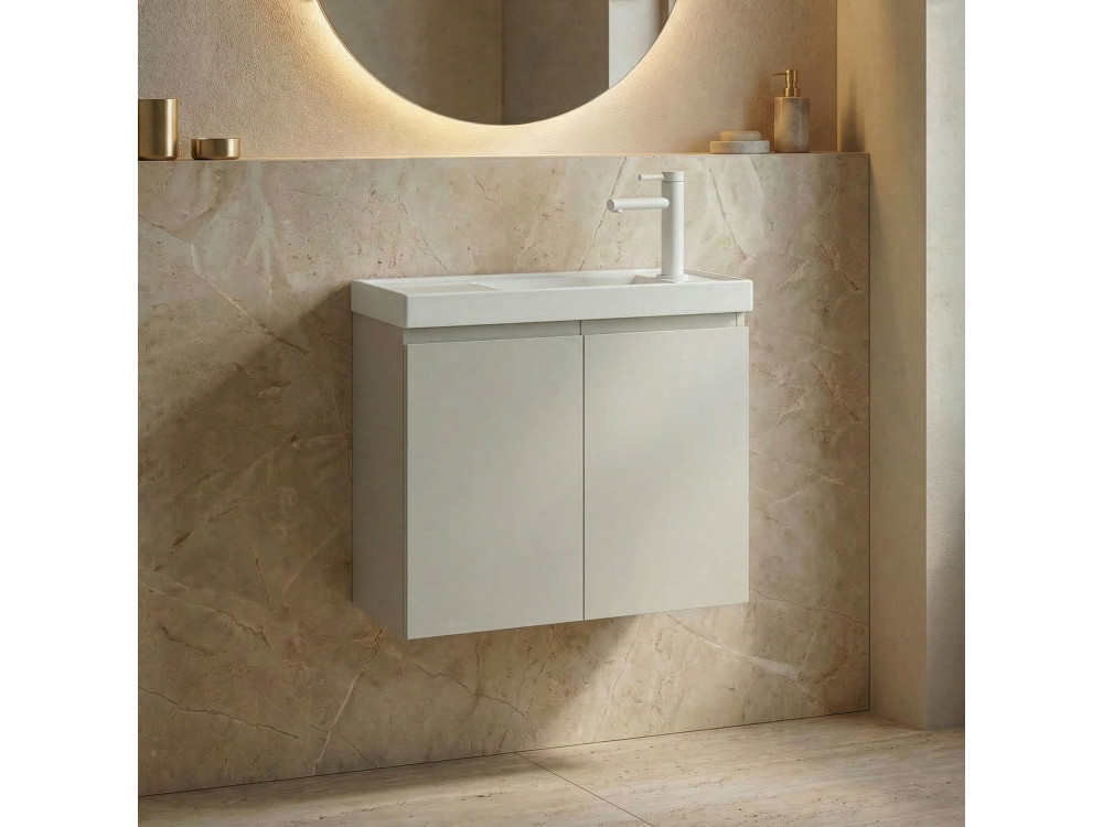 Meuble Vasque "Ferla 60" - 60 x 22 x 50 cm - Matte Cashmere