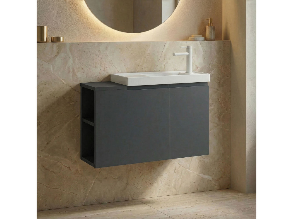 Meuble Vasque "Ferla 80" - 80 x 22 x 45 cm - Matte Anthracite