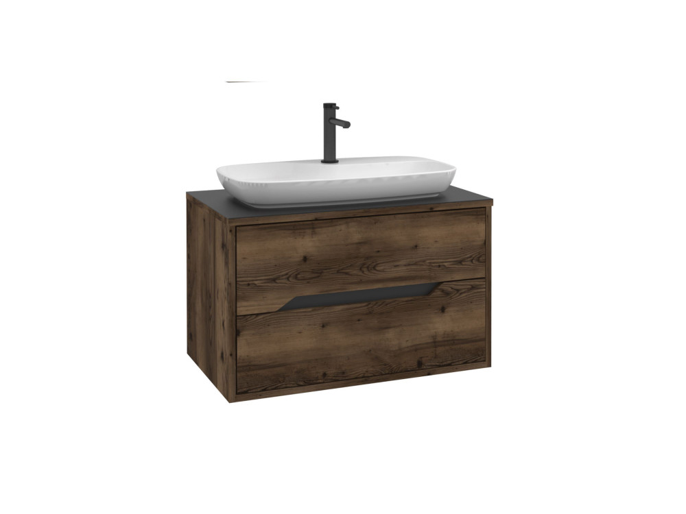 Meuble Vasque "Galia 80 v2" - 80 x 50 x 50 cm - Dark Walnut