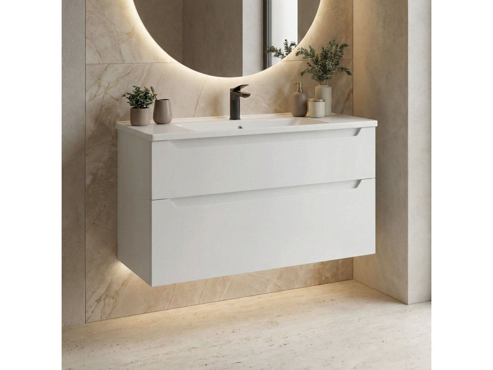 Meuble Vasque "Messina 100 v2" - 100 x 45 x 55 cm - Matte White