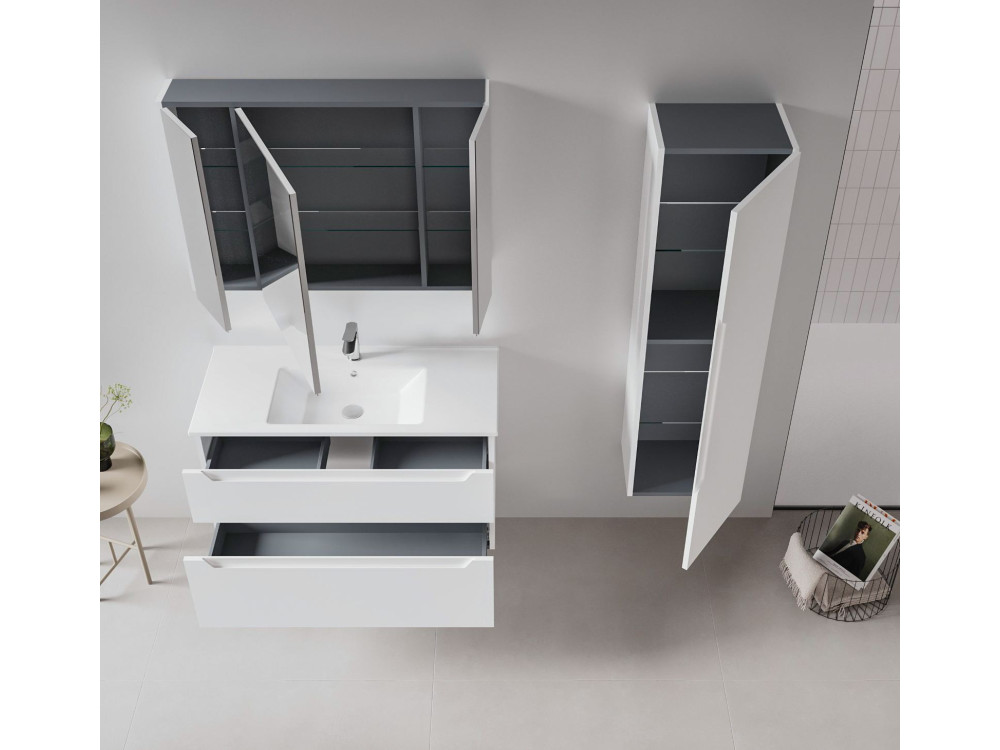 Meuble Vasque "Messina 100 v2" - 100 x 45 x 55 cm - Matte White