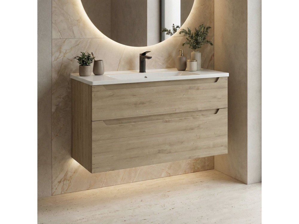 Meuble Vasque "Messina 100 v2" - 100 x 45 x 55 cm - Oak