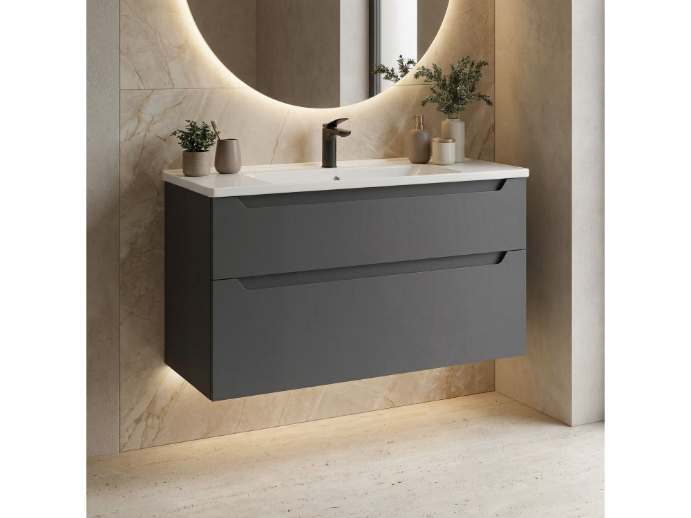 Meuble Vasque "Messina 100 v2" - 100 x 45 x 55 cm - Matte Anthracite