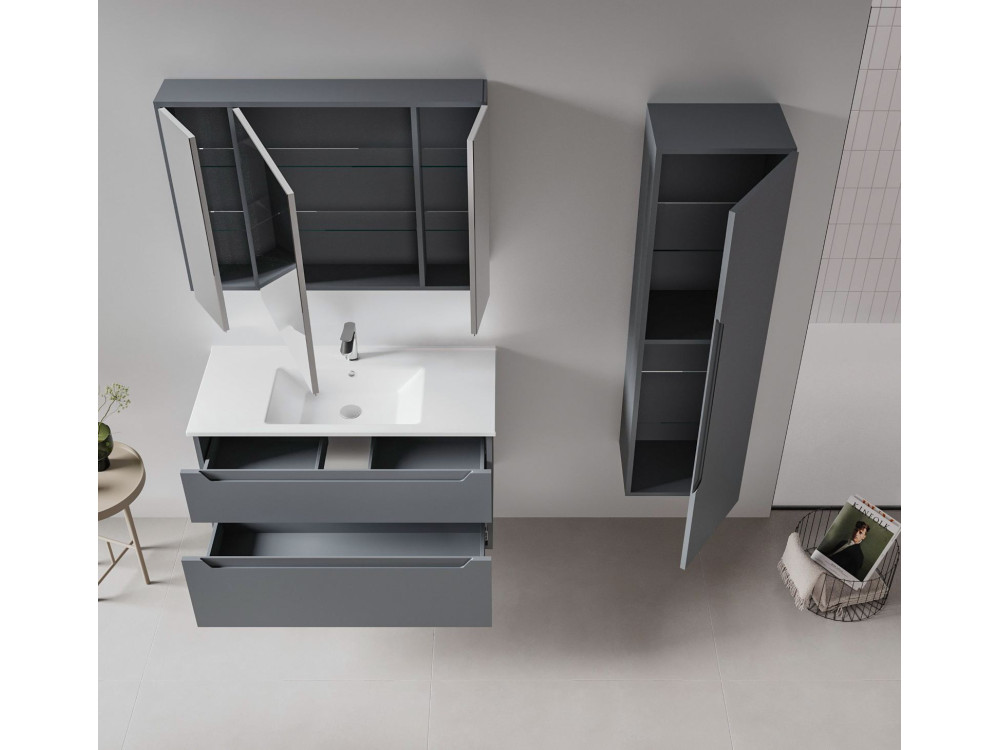 Meuble Vasque "Messina 100 v2" - 100 x 45 x 55 cm - Matte Anthracite