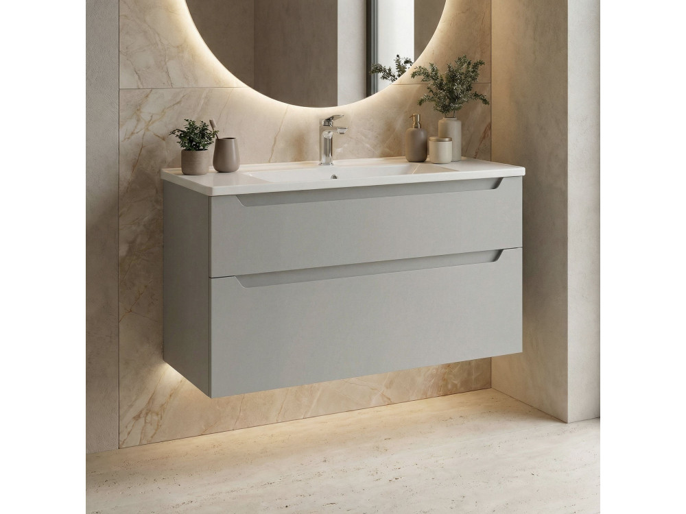 Meuble Vasque "Messina 100 v2" - 100 x 45 x 55 cm - Matte Cashmere