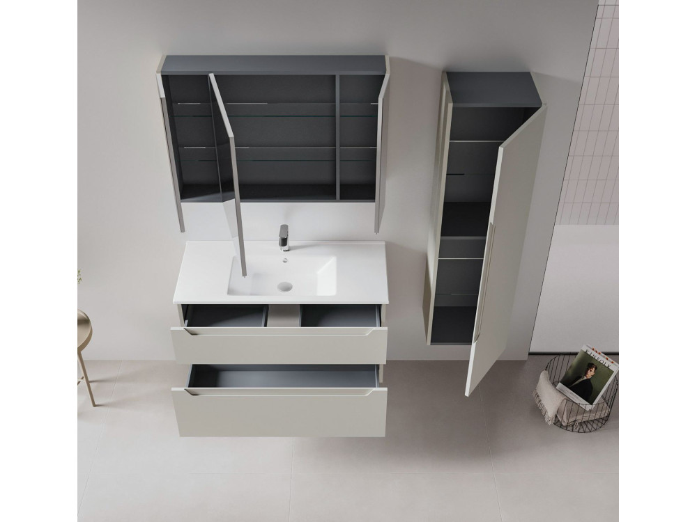 Meuble Vasque "Messina 100 v2" - 100 x 45 x 55 cm - Matte Cashmere