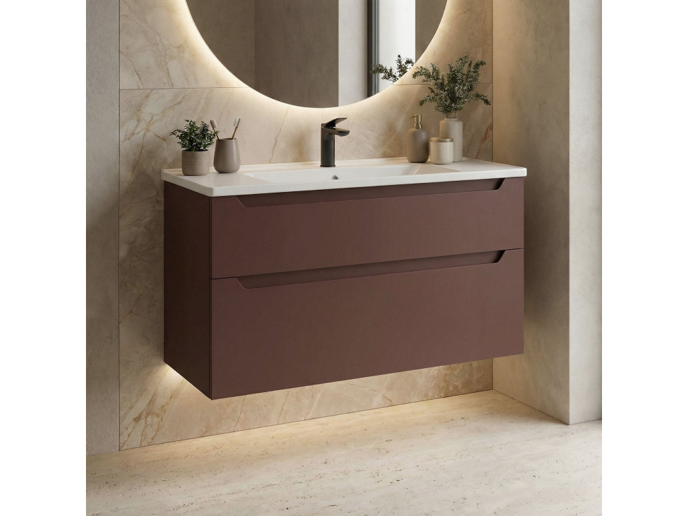Meuble Vasque "Messina 100 v2" - 100 x 45 x 55 cm - Matte Red