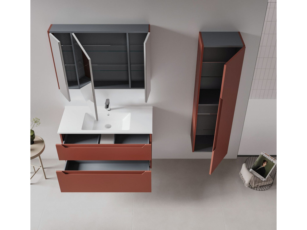 Meuble Vasque "Messina 100 v2" - 100 x 45 x 55 cm - Matte Red
