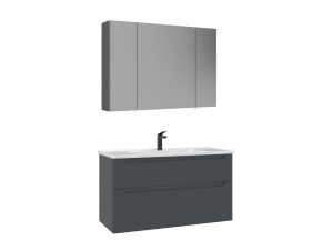 Ensemble Meuble Vasque avec Miroir (2 Pièces) "Messina 100 v2" - 100 x 45 x 55 cm - Matte Anthracite