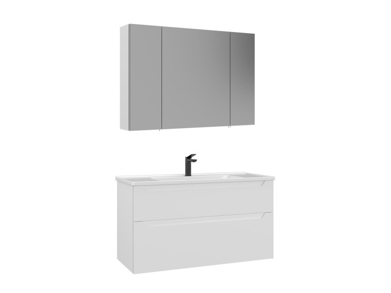 Ensemble Meuble Vasque avec Miroir (2 Pièces) "Messina 100 v2" - 100 x 45 x 55 cm - Matte White