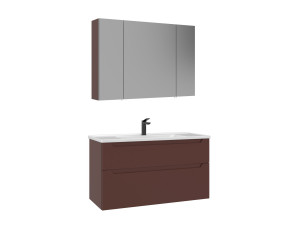 Ensemble Meuble Vasque avec Miroir (2 Pièces) "Messina 100 v2" - 100 x 45 x 55 cm - Matte Red
