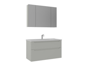 Ensemble Meuble Vasque avec Miroir (2 Pièces) "Messina 100 v2" - 100 x 45 x 55 cm - Matte Cashmere